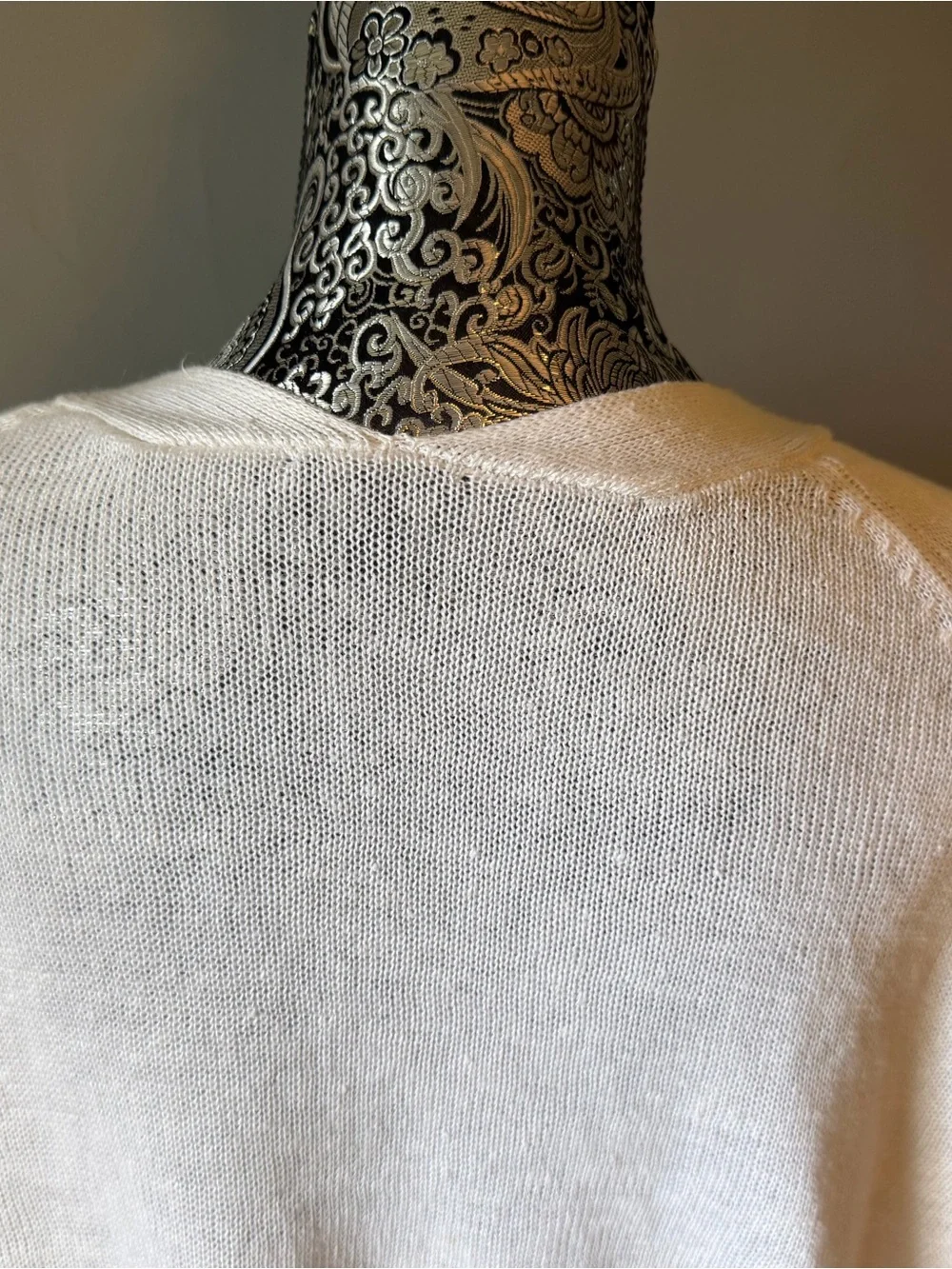 Talbots White 100% Linen Open-Front Cardigan